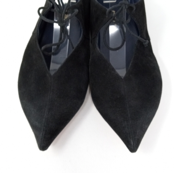 Celine Paris Babouche Flats, Lace Up, Black Suede, Pointy Toe Women's Sz EU 38.5 - Picture 6 of 14